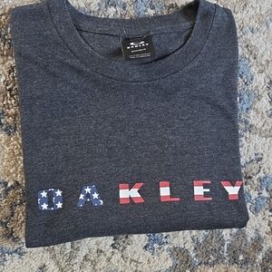 Oakley Dark Gray USA Flag Logo Tee